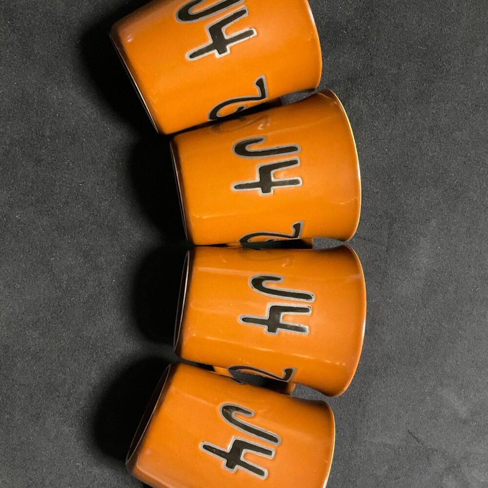 Set a four buckaroo stoneware, cowboy living coffee mugs‎